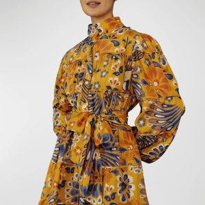 FARM RIO Yellow Pineapple Flowers Mini Dress